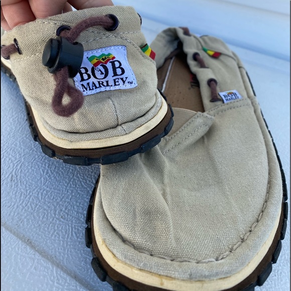 Bob Marley slip on shoes tan/dark brown strings - Picture 2 of 4